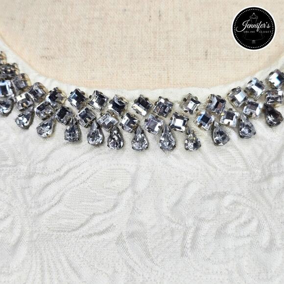 Rhyme Los Angeles Cream Floral & Herringbone Rhinestone Embellished Blouse M - Picture 5 of 16